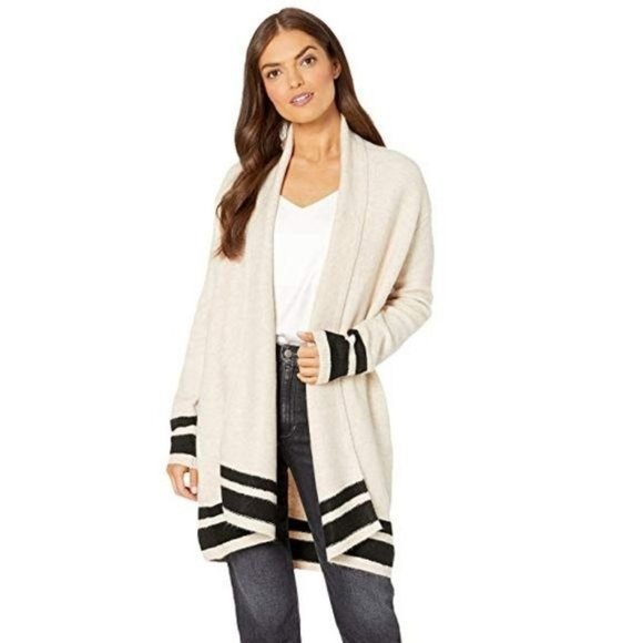 cupcakes & cashmere Sweaters - Cupcakes and Cashmere Hank Stripe Shawl Collar Cardigan
